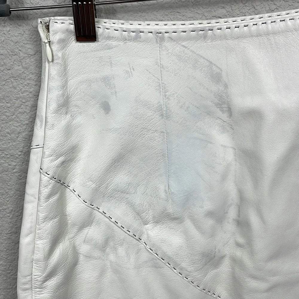 By Malene Birger Pascalles Stitched Leather Pencil Skirt Cream White Sz 34